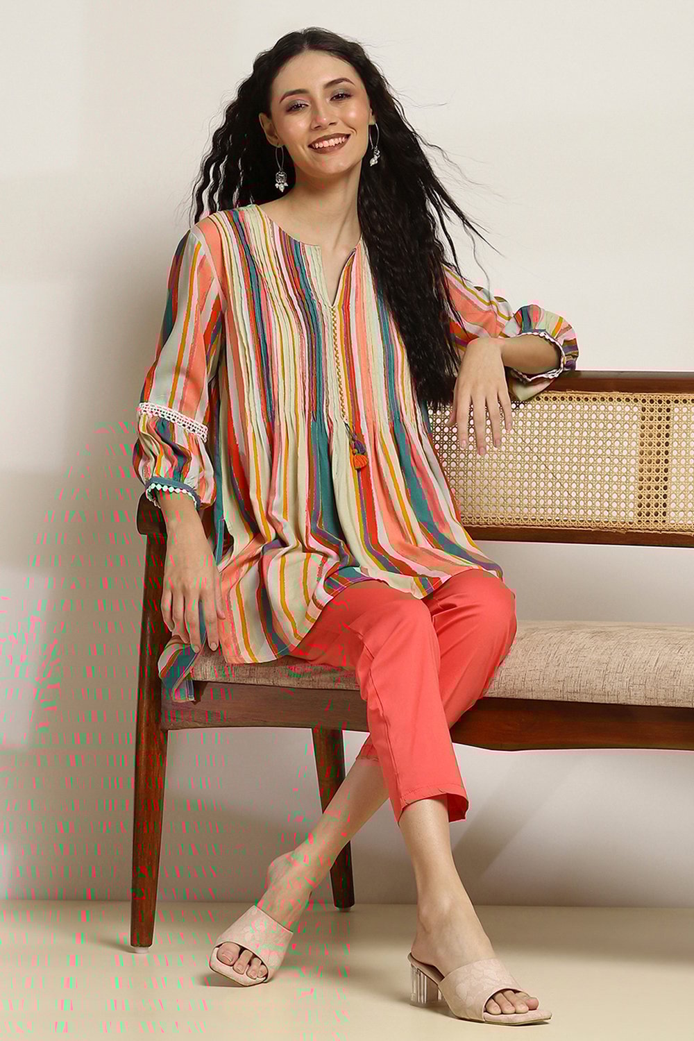 Multi Viscose Rayon Straight Kurti image number 0