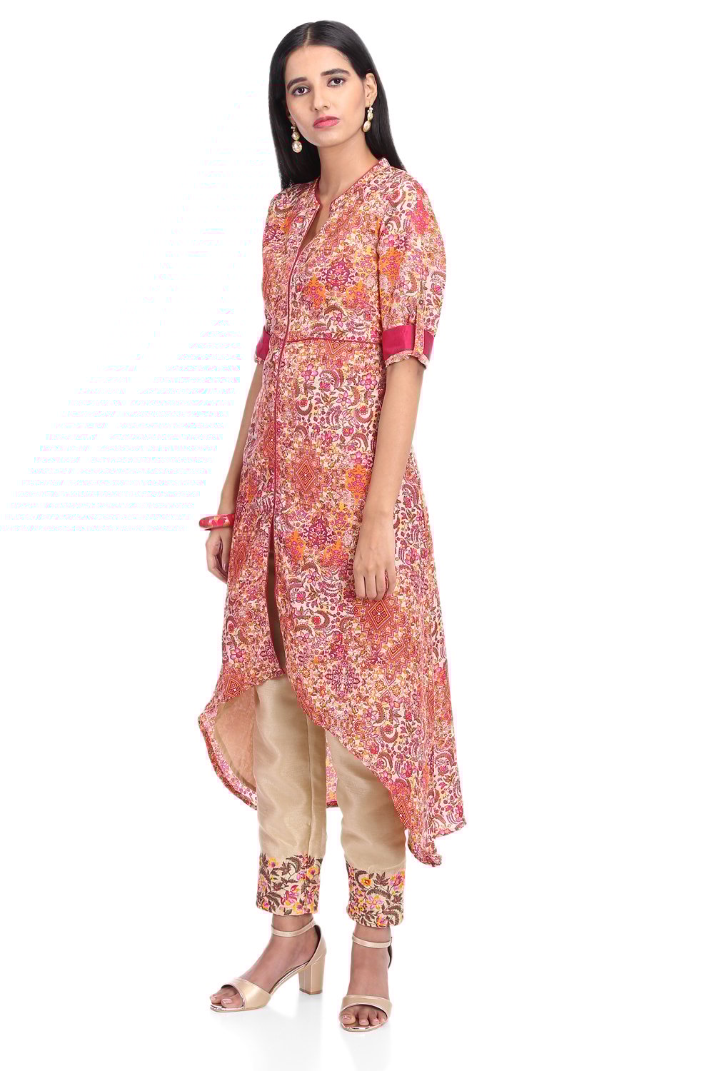 Multicolor Asymmetric Viscose Suit Set image number 3