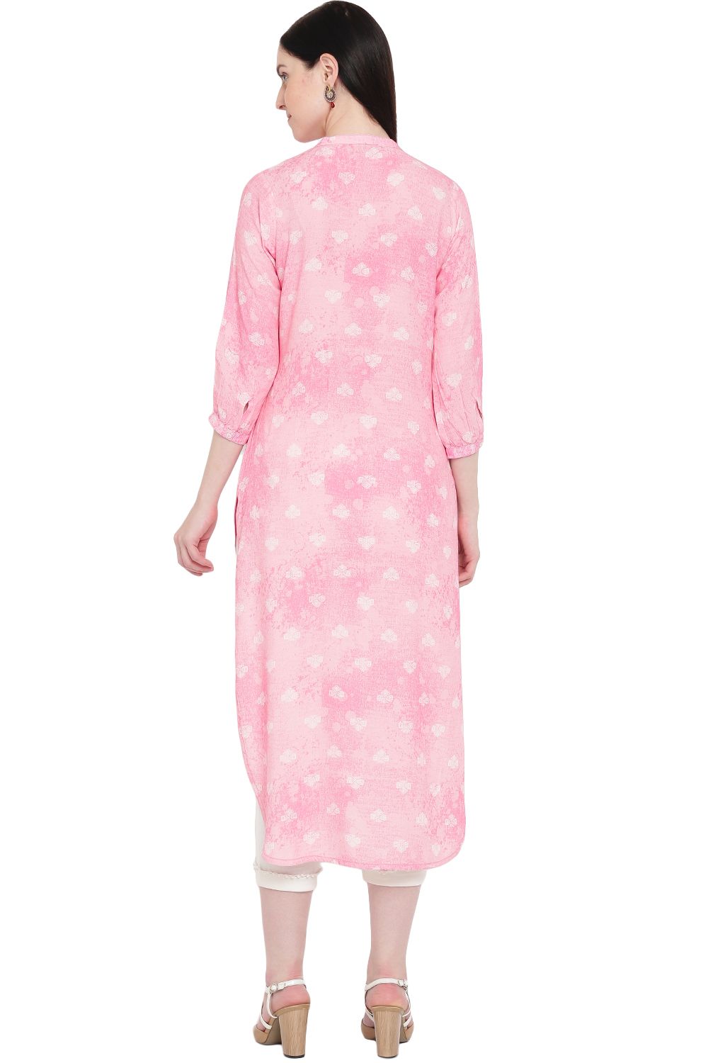 Pink Viscose Asymmetric Kurta image number 4