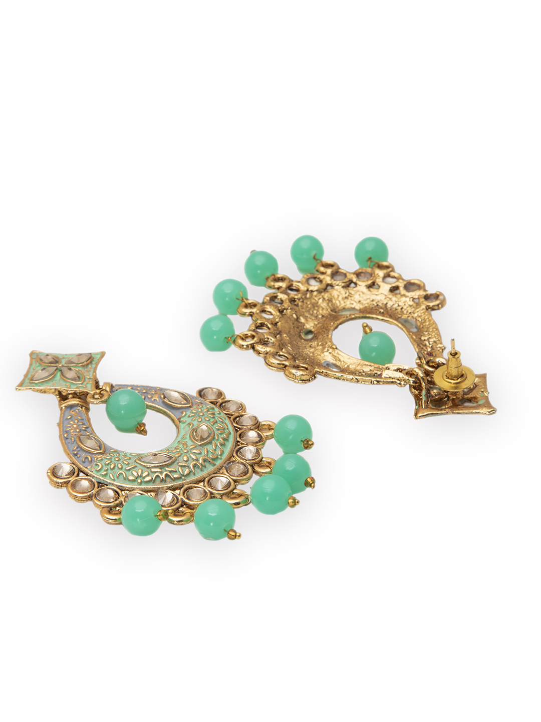 Sea Green Metal Brass Earring image number 2