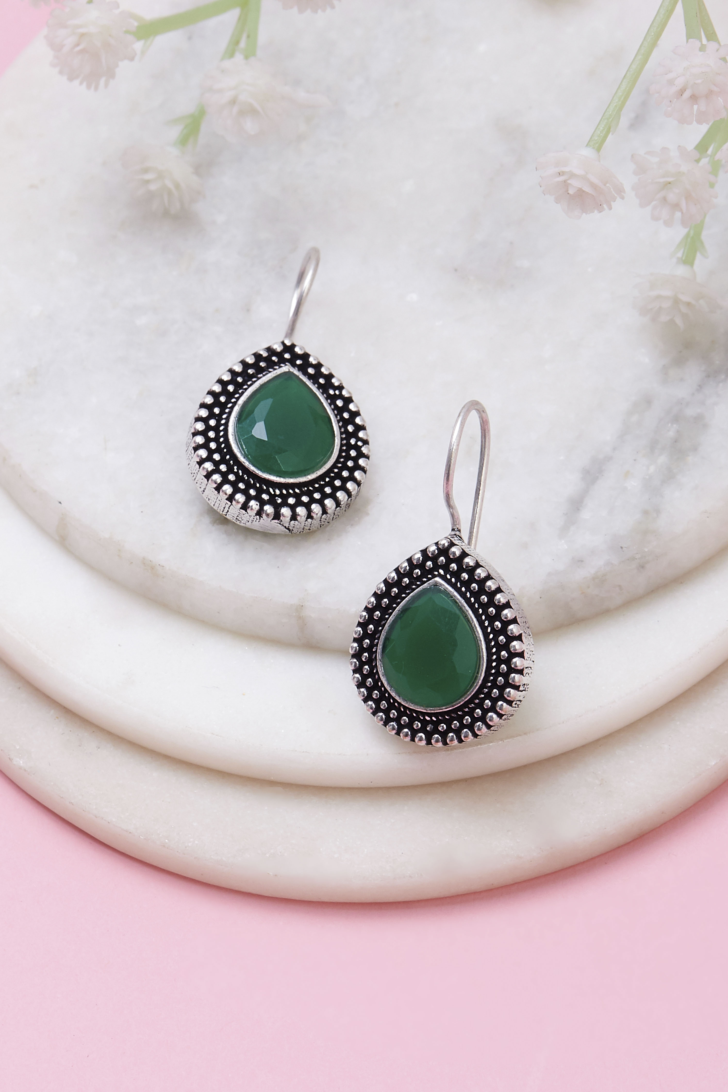 Green Brass Drop & danglers image number 0