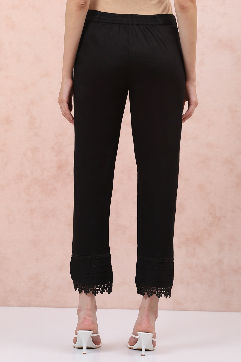 Mustard Art Silk Slim Pants image number 4