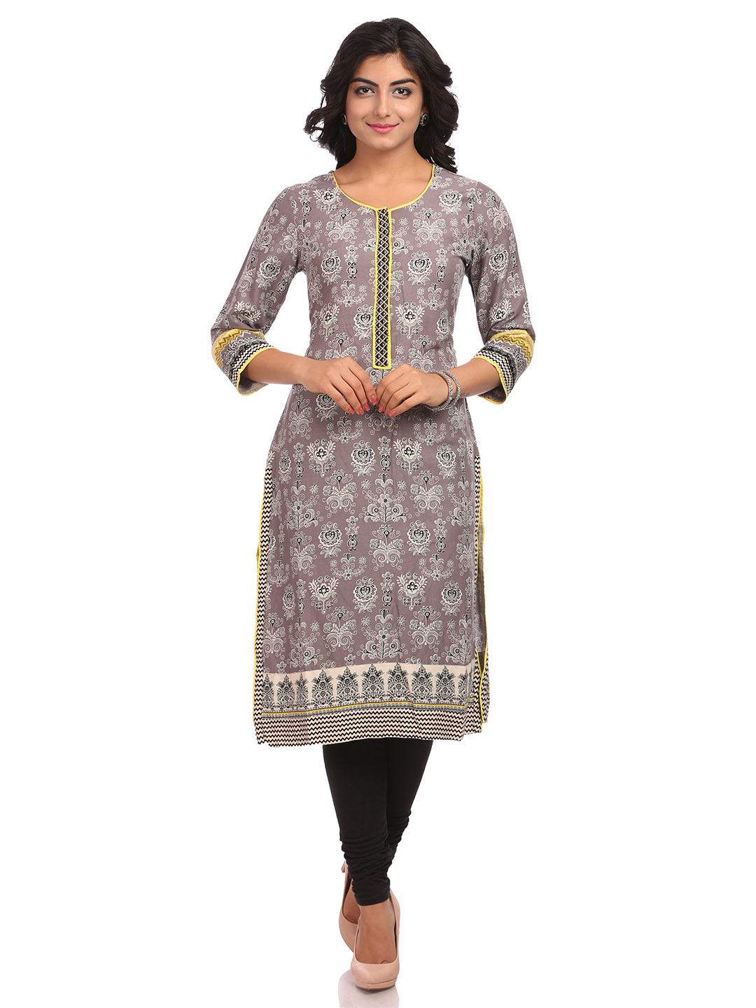 Grey Straight Rayon Kurta image number 0