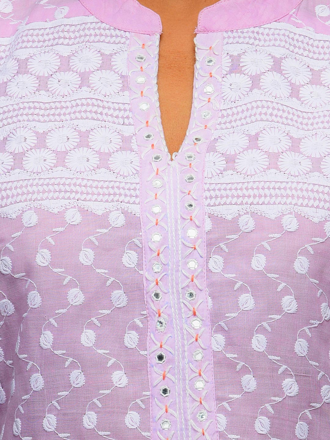 Light Pink Cotton Straight Kurta image number 4