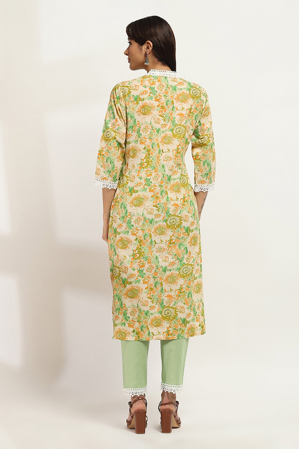 Green Cotton Straight SET image number 4