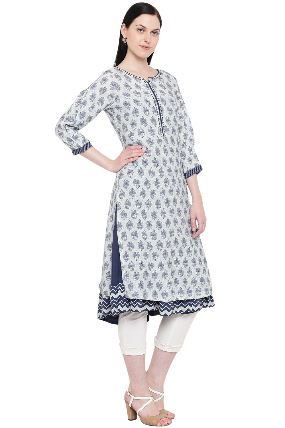 Indigo Rayon Straight Kurta image number 3
