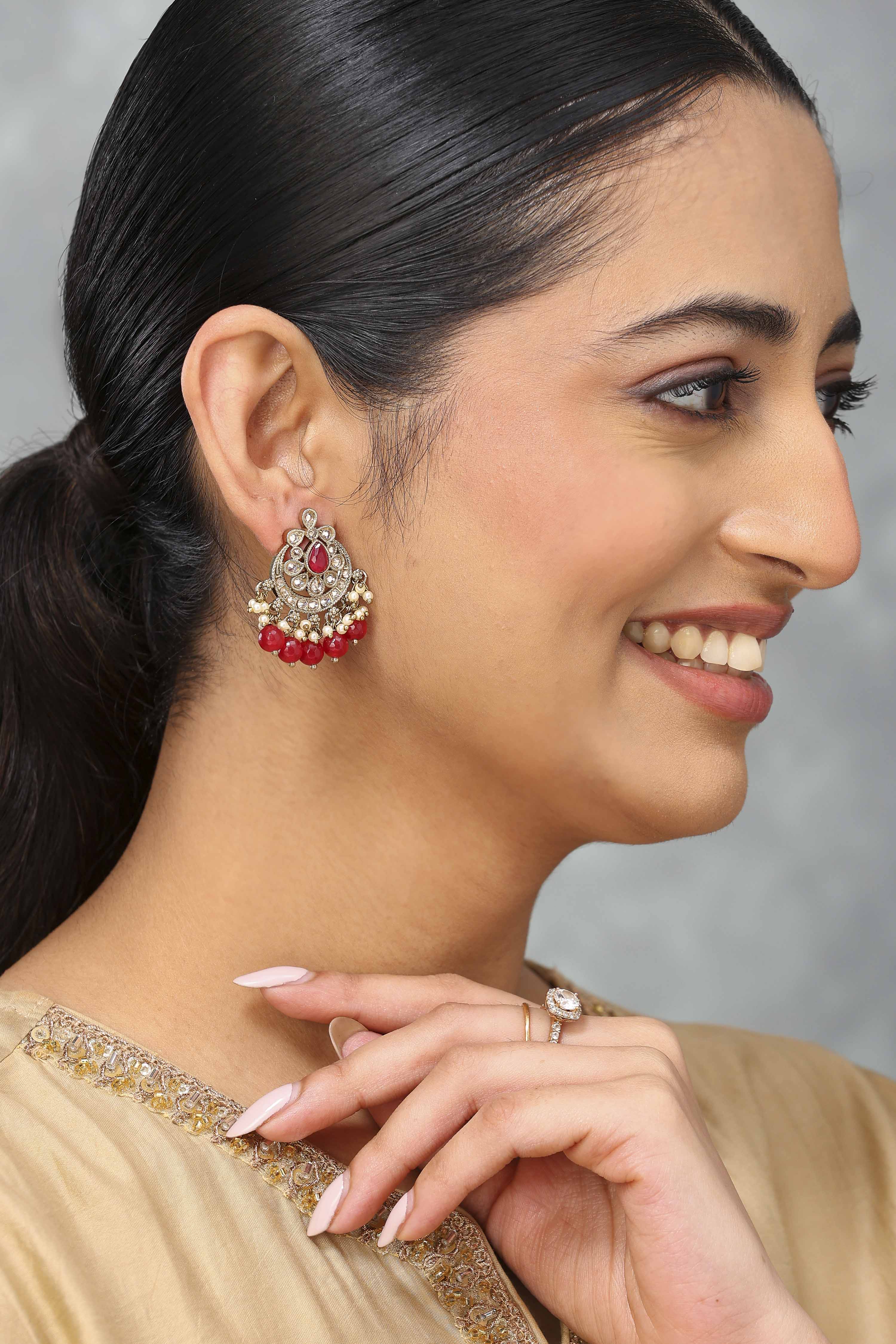 Red Brass Drop & danglers image number 1