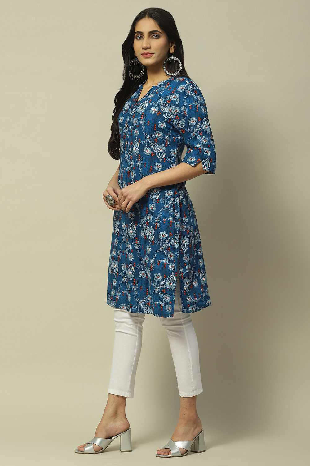 Navy Rayon Staight Kurta image number 2