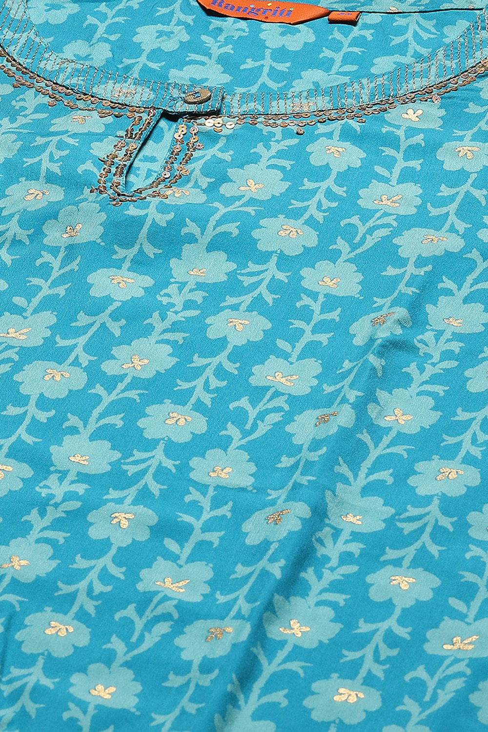 Blue Art Silk Straight Suit Set image number 5