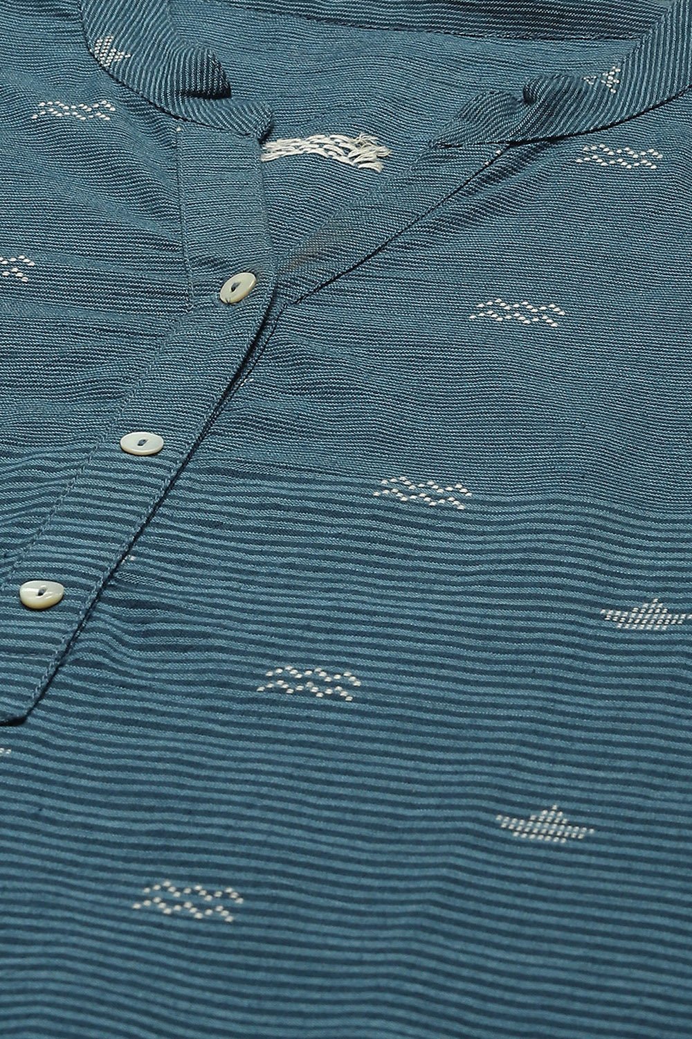 Blue Cotton Striped Straight Kurta image number 1