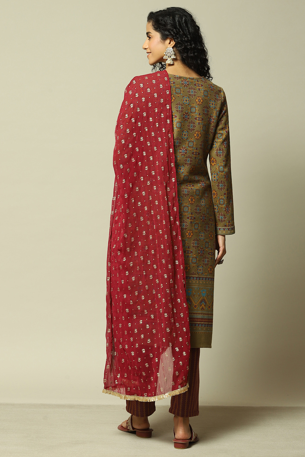 Maroon Viscose Printed Dupatta image number 2