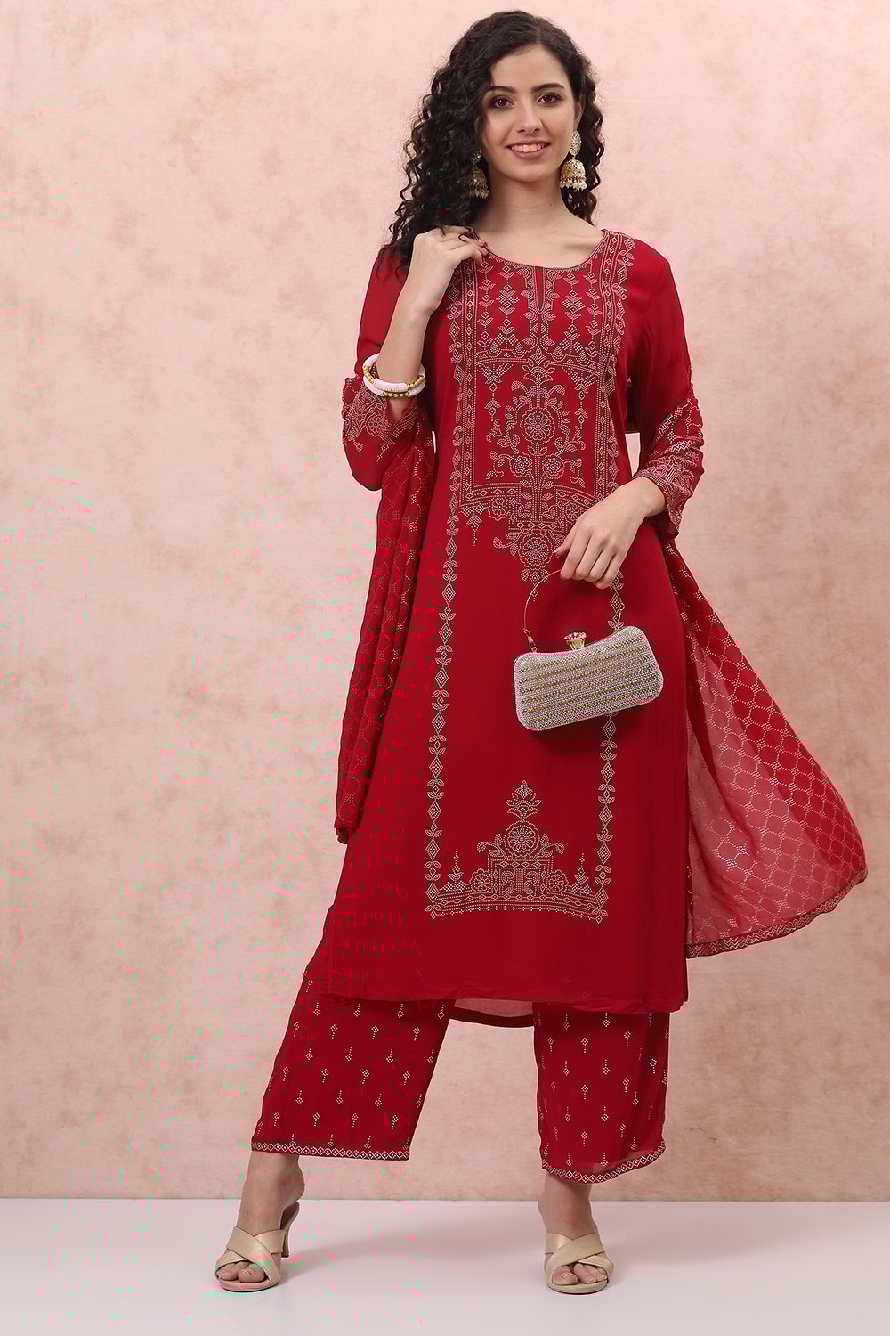 Pink Art Silk Straight Suit Set image number 7