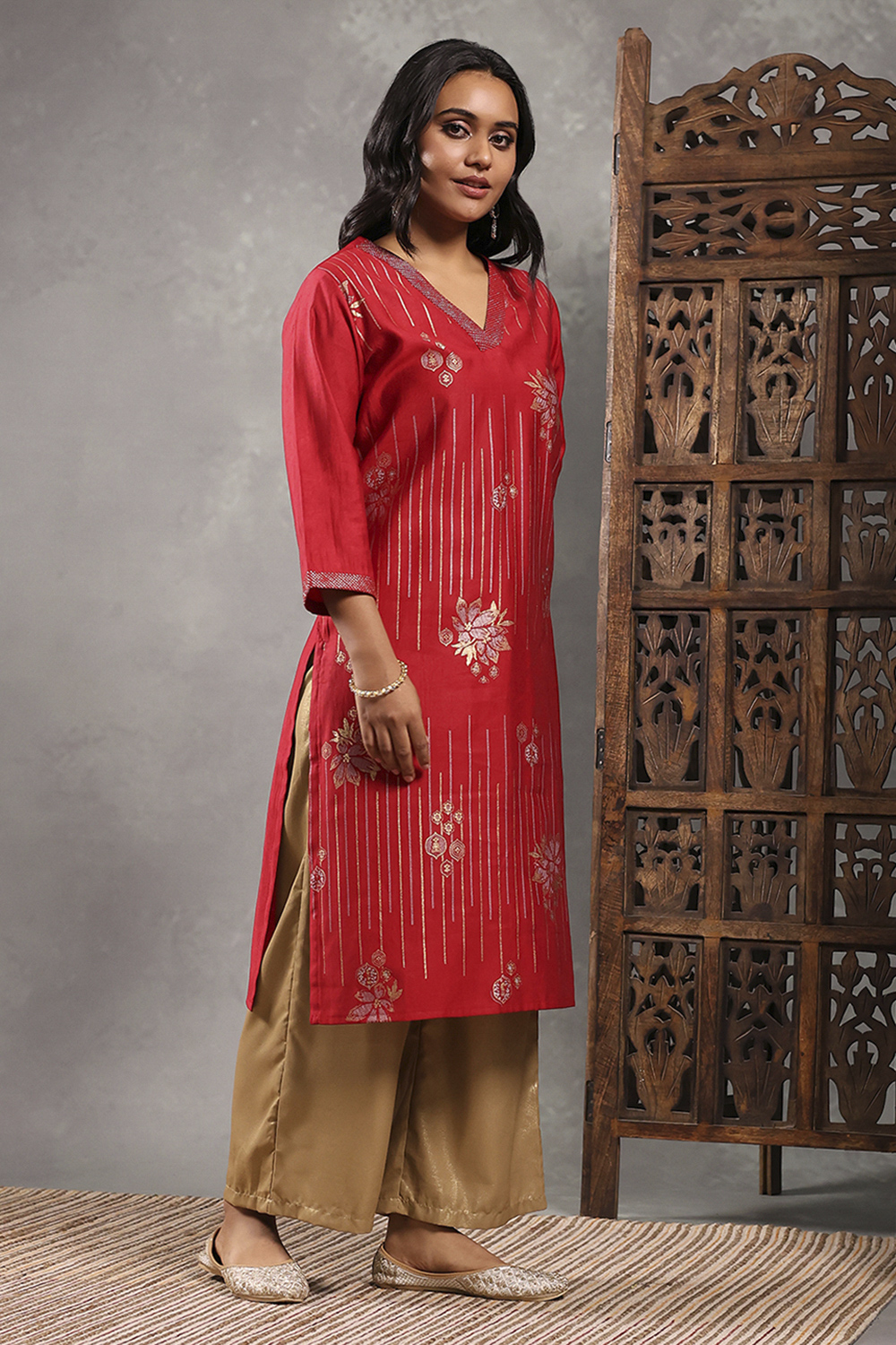 Green Viscose Blend Printed Straight Kurta image number 4