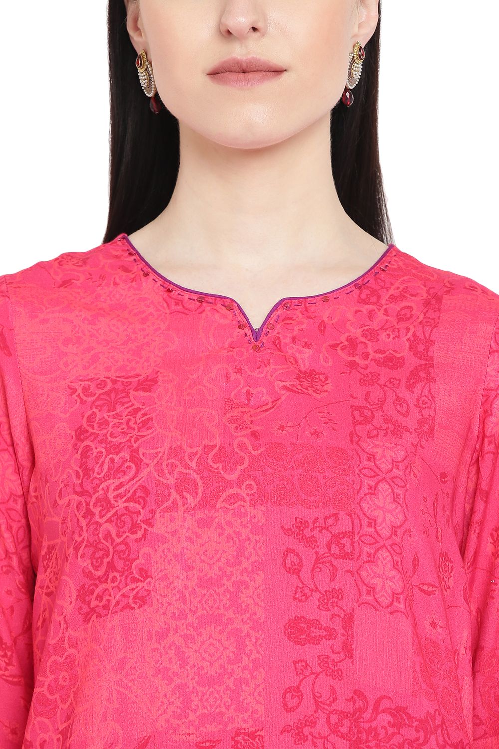 Pink Viscose Straight Kurta image number 1