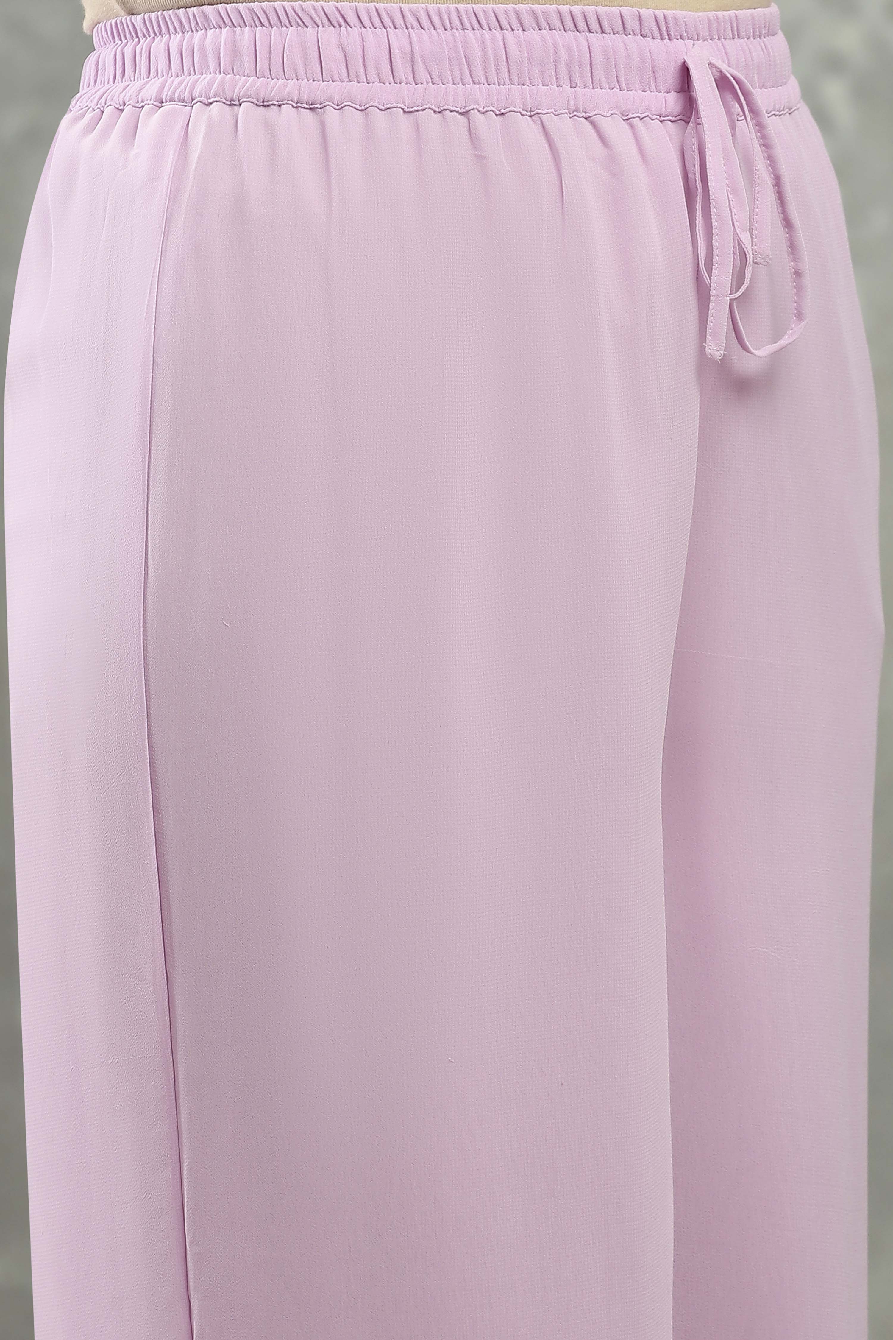 Mauve Polyester Straight Kurta Pants Set image number 2