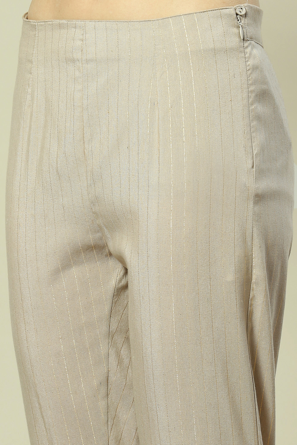 Beige Viscose Woven Straight Kurta Suit Set image number 2
