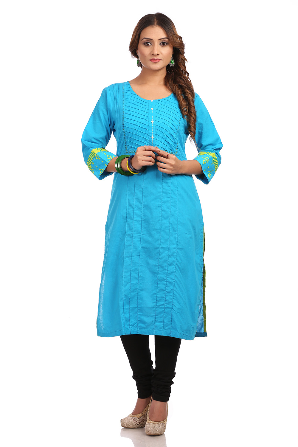Blue Straight Cotton Kurta image number 0