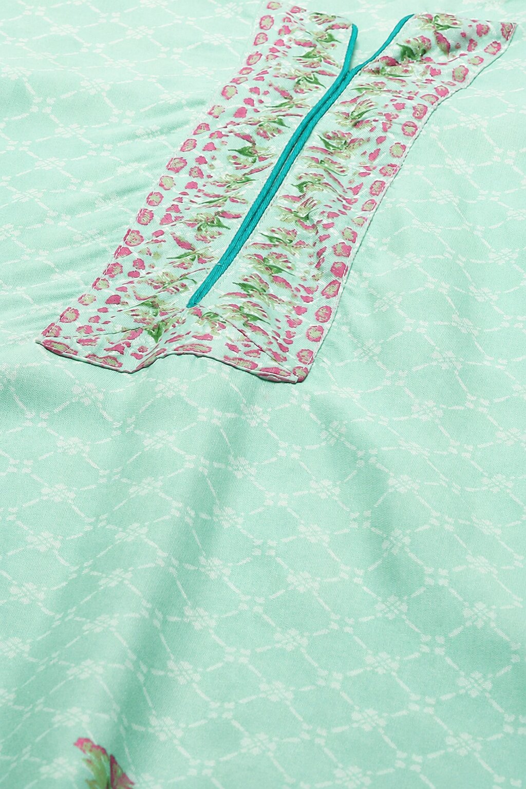 Aqua Rayon Straight Printed Suit Set image number 1