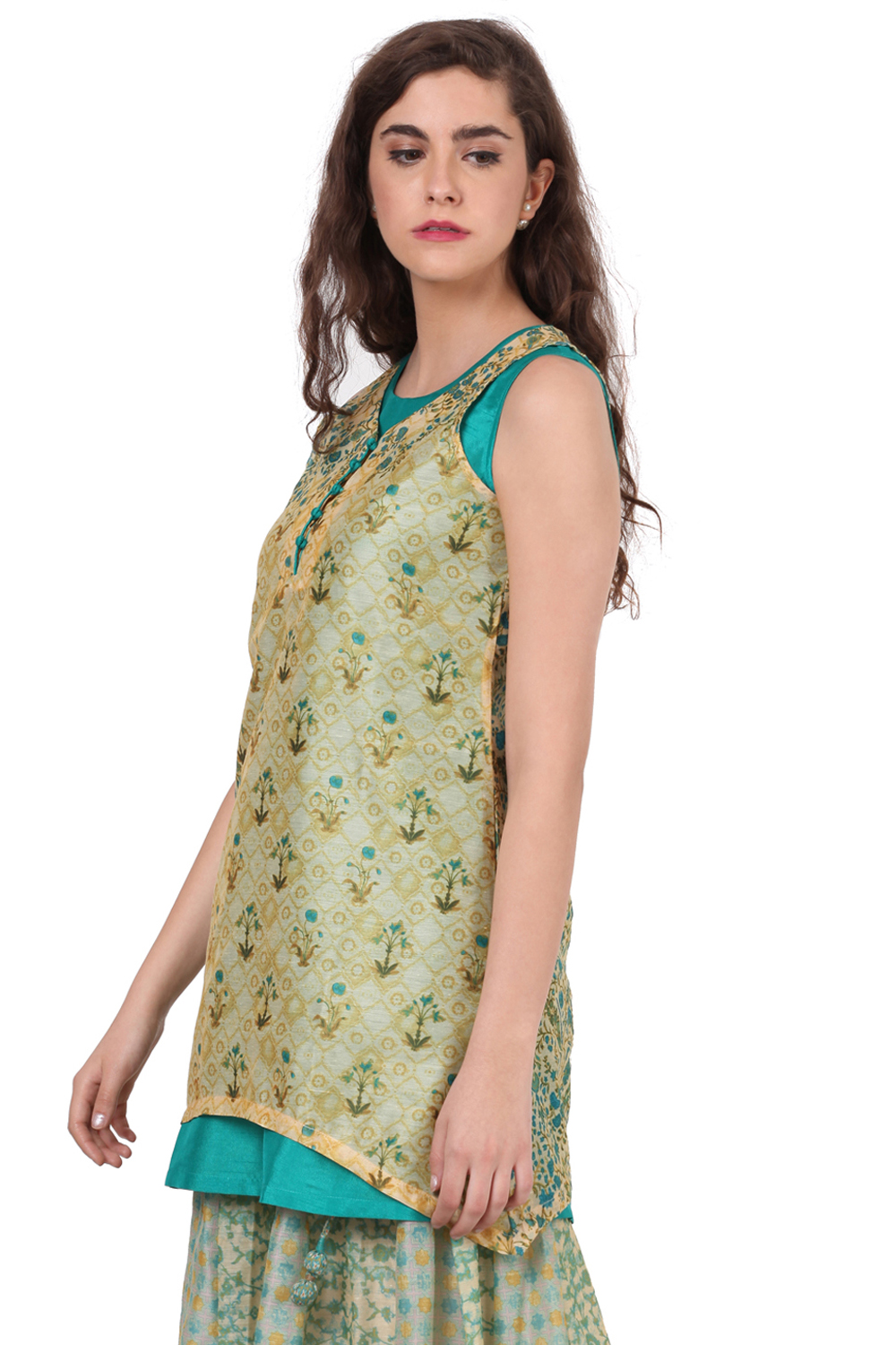 Beige A-Line Polyester Kurta image number 2