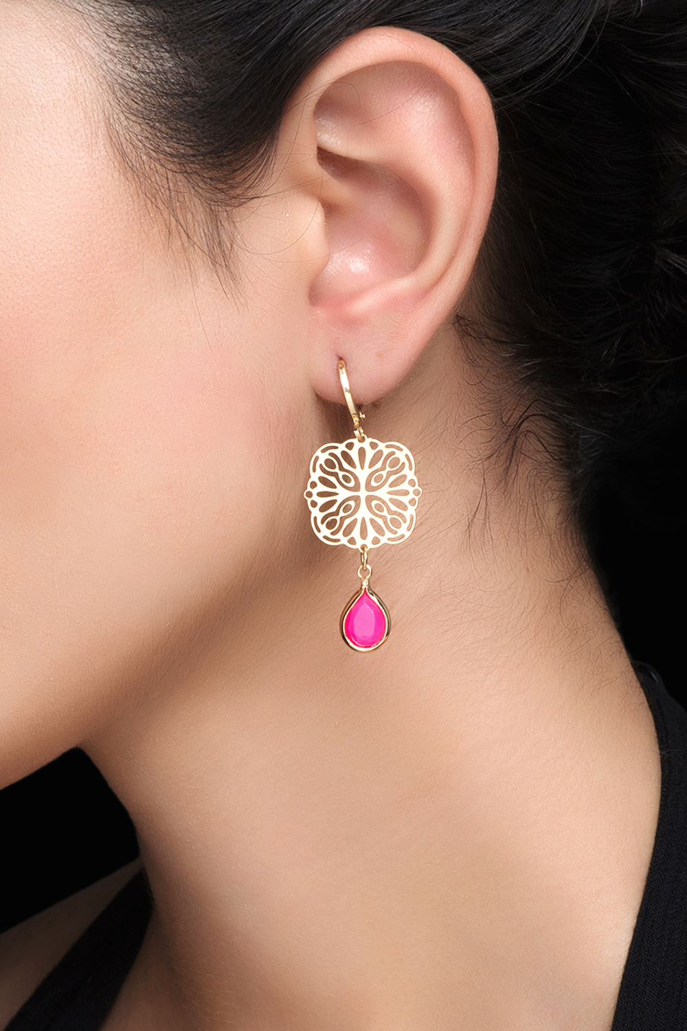 Pink Metal Brass Earring image number 0