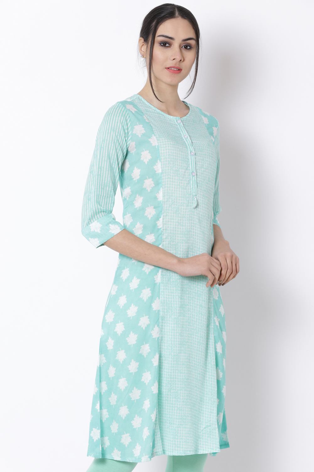 Green Viscose A-Line Kurta image number 4