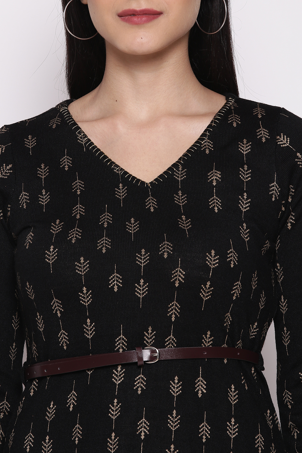 Black Poly Cotton Asymmetric Dress image number 1
