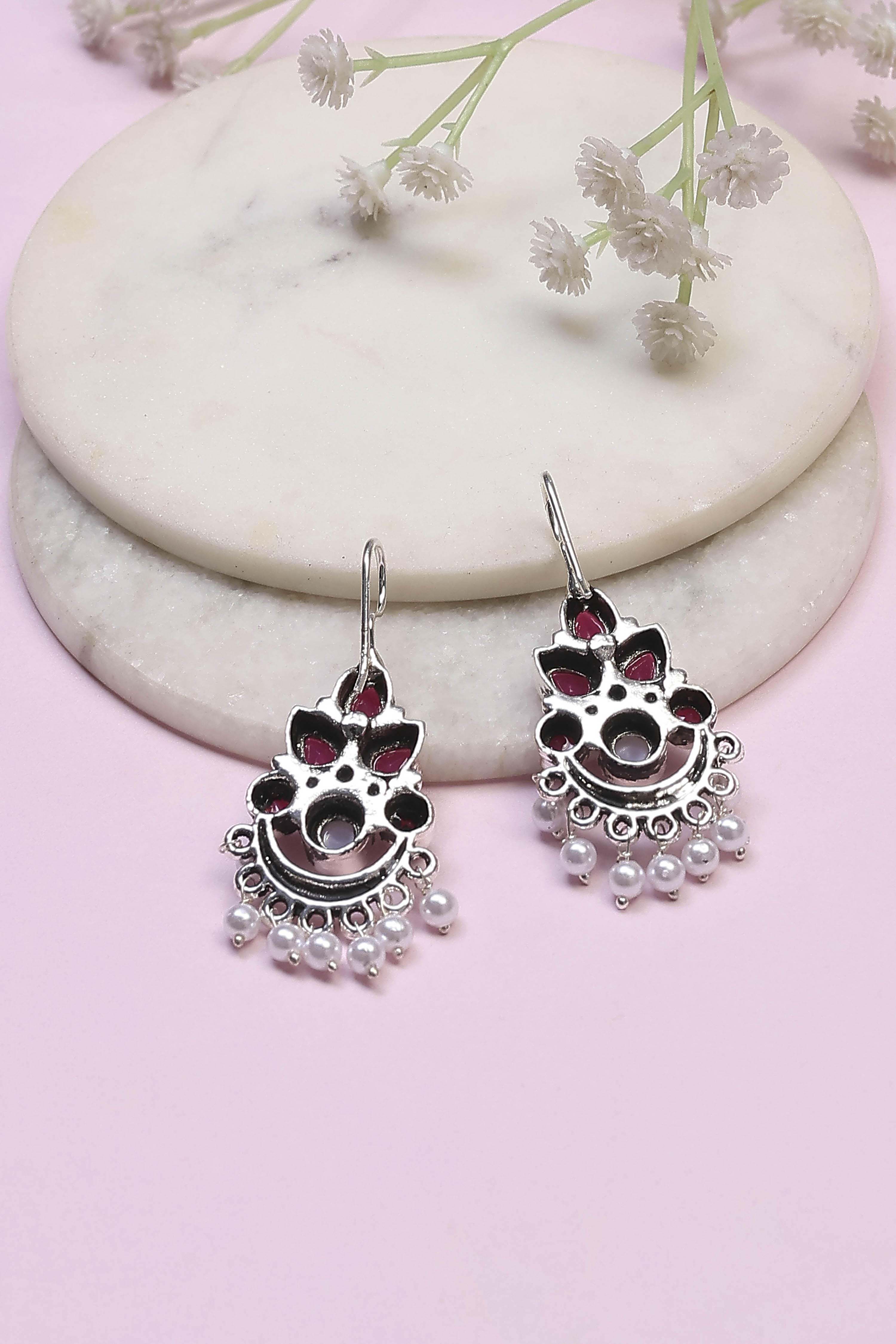 Dark Pink Alloy Drop & Danglers image number 2