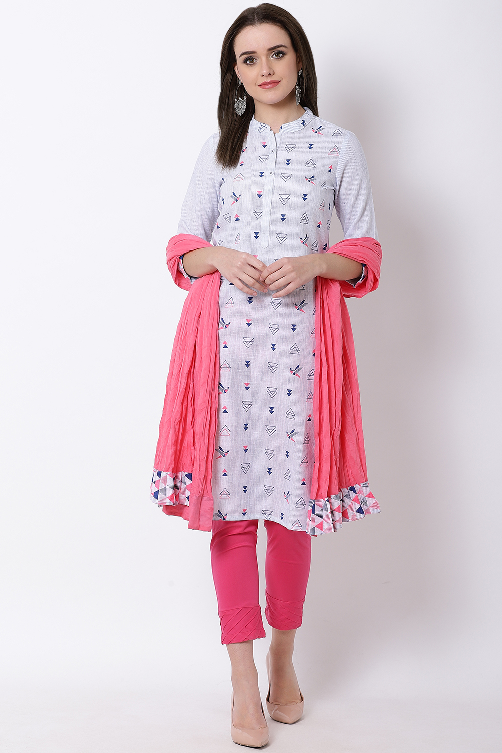 Blue Poly Cotton Straight Kurta image number 4