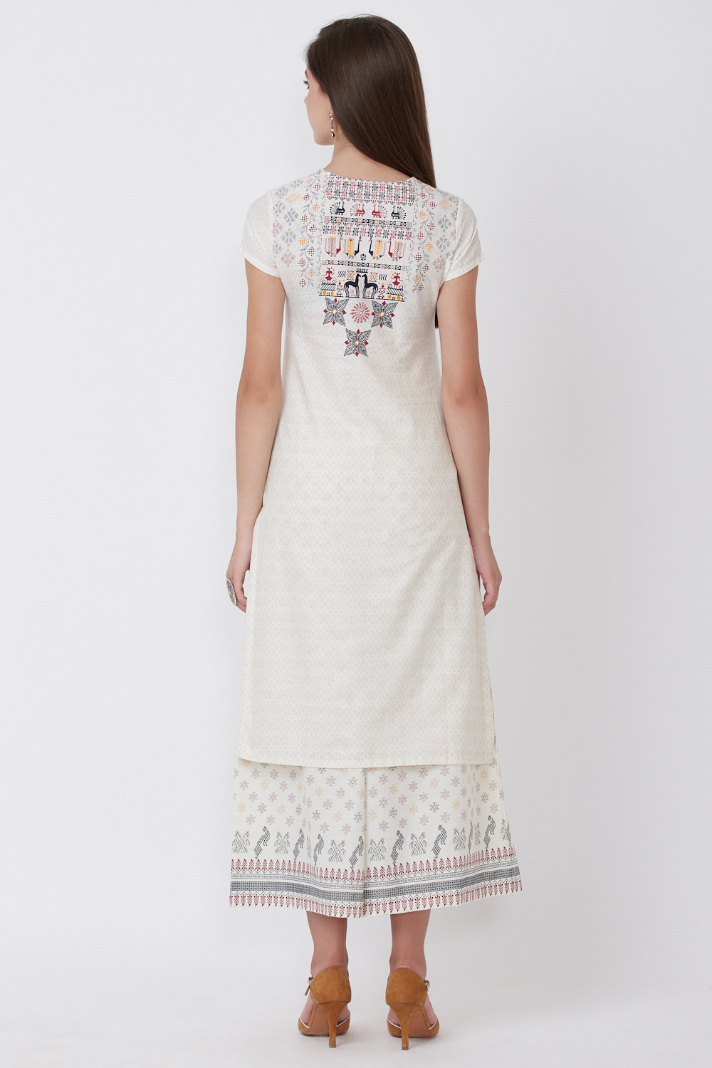 Ecru Cotton And Flex Straight Kurta image number 4