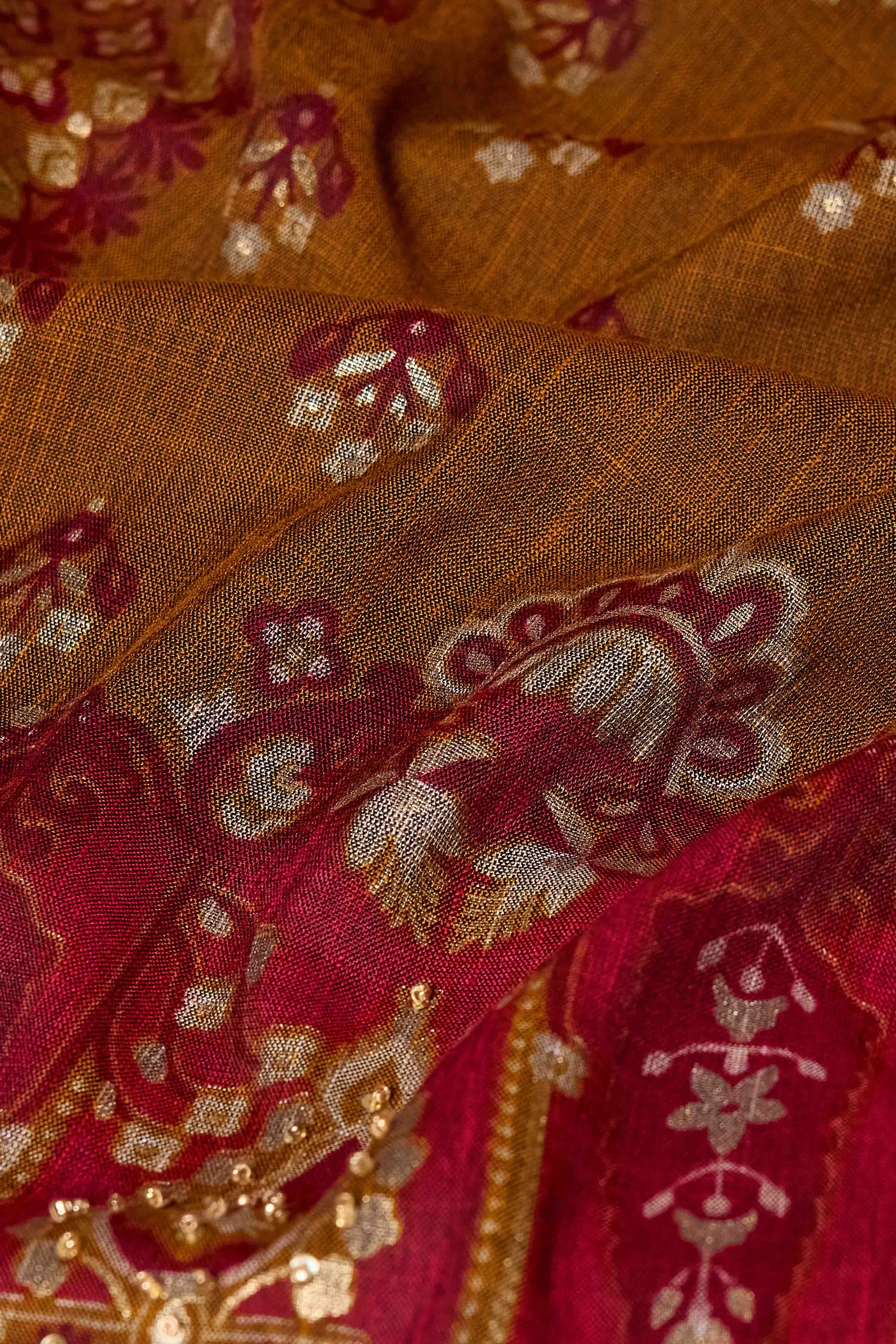 Mustard Viscose Blend Straight Printed Suit Set image number 3