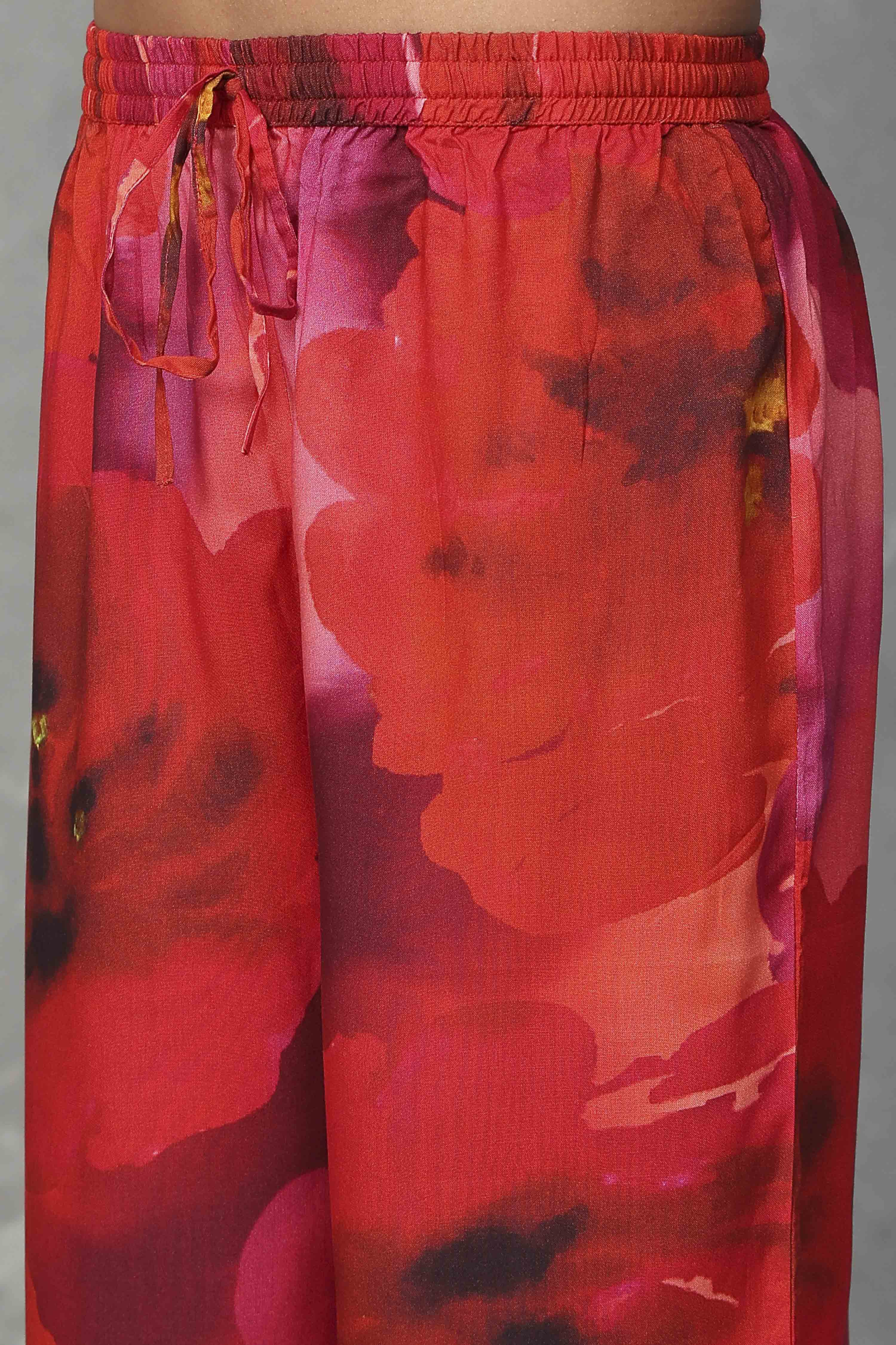 Red Floral Printed Co-ord Set image number 2