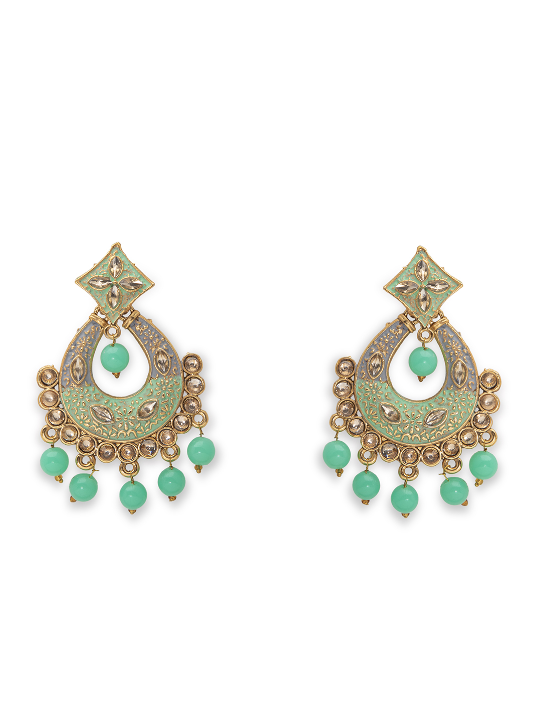 Sea Green Metal Brass Earring image number 0