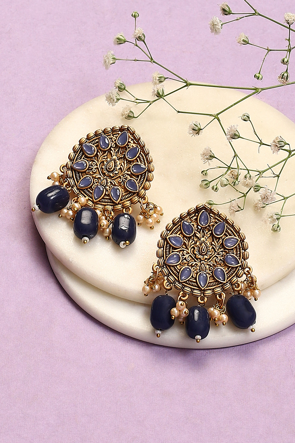 Blue Alloy Earrings image number 0