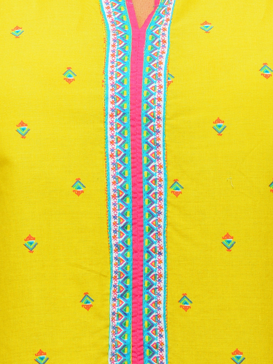 Lime Cotton Straight Kurta image number 4