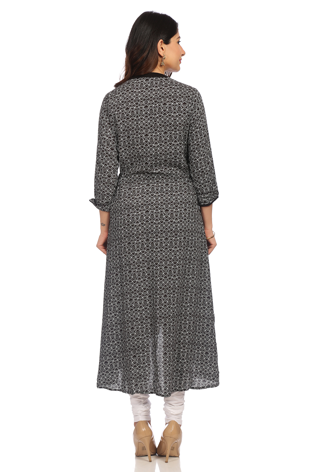 Black A Line High Low Viscose Rayon Dress image number 4