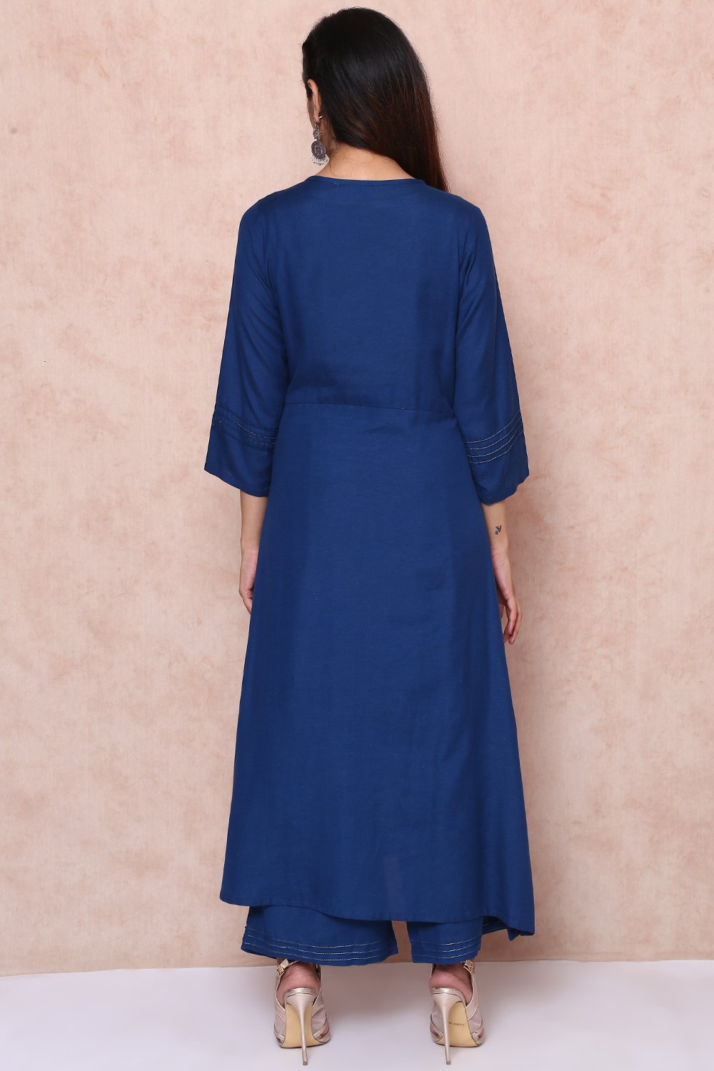 Indigo Viscose Asymmetric Suit Set image number 6