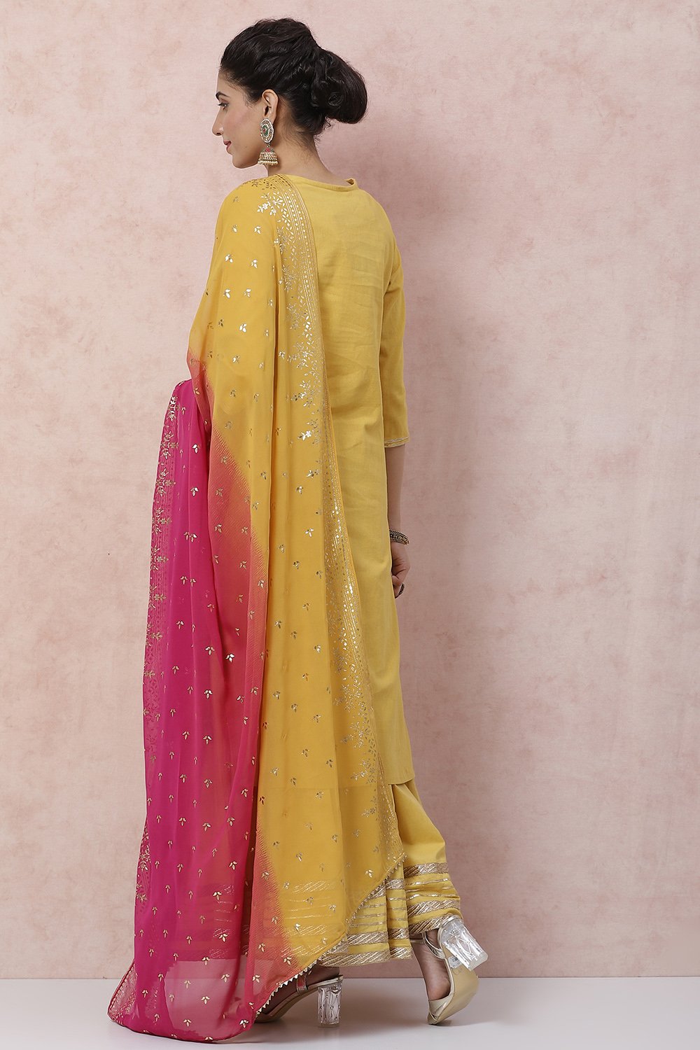 Mustard Cotton Straight Suit Set image number 5