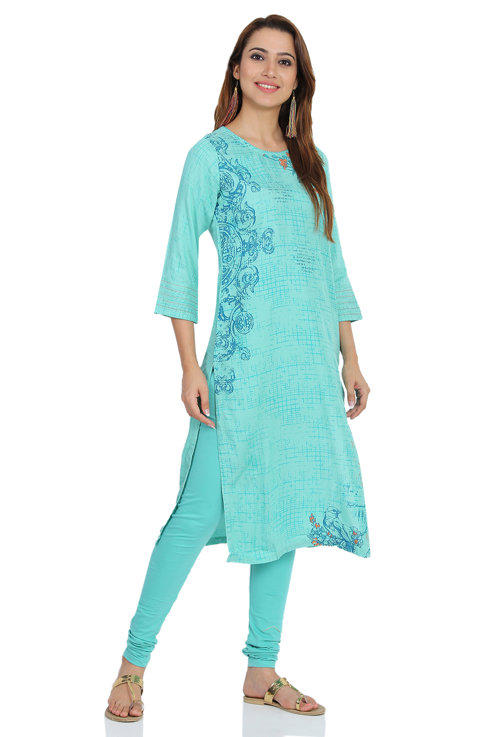 Turq Straight Viscose Kurta image number 3