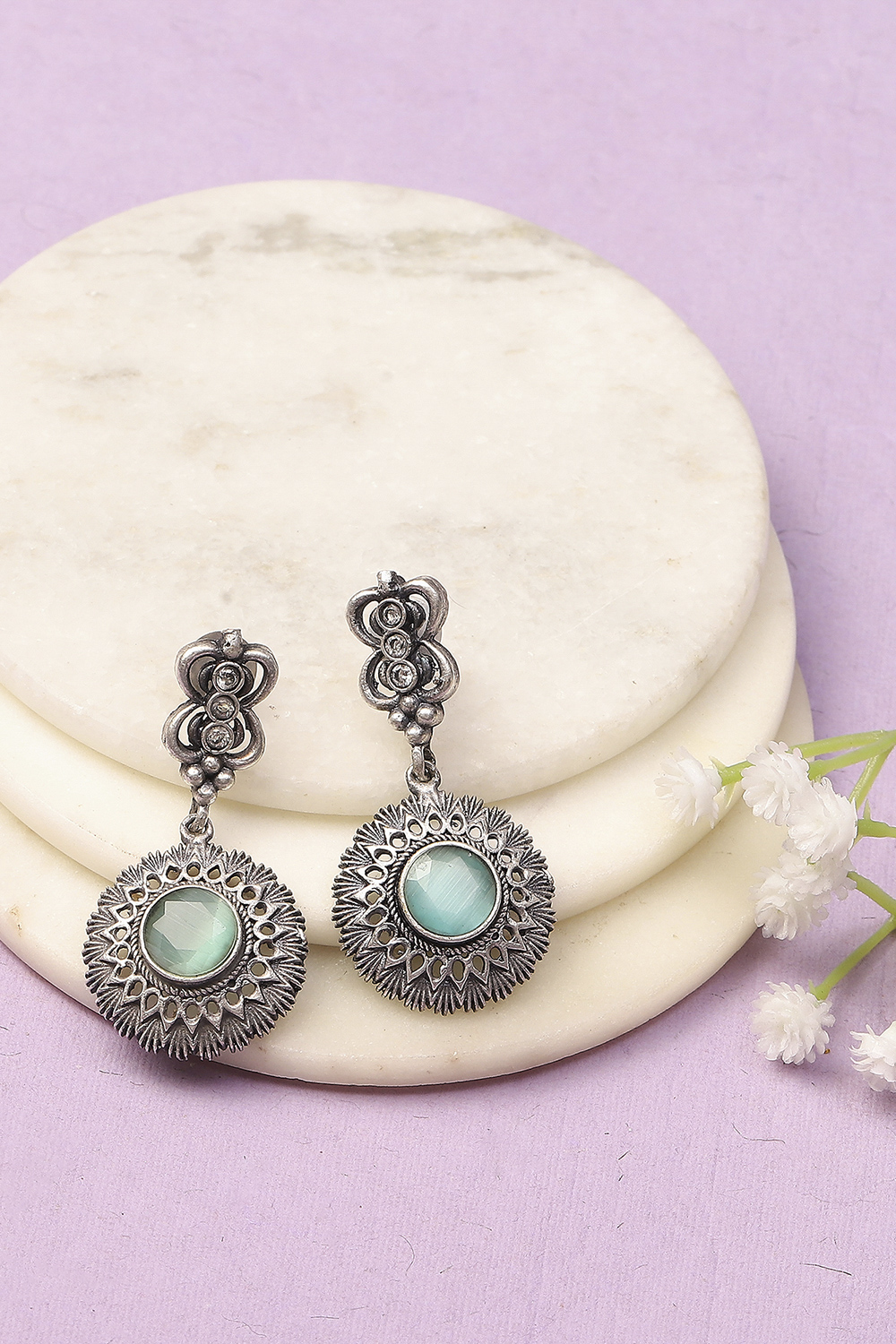 Apple Green Oxidised Alloy Earrings image number 0