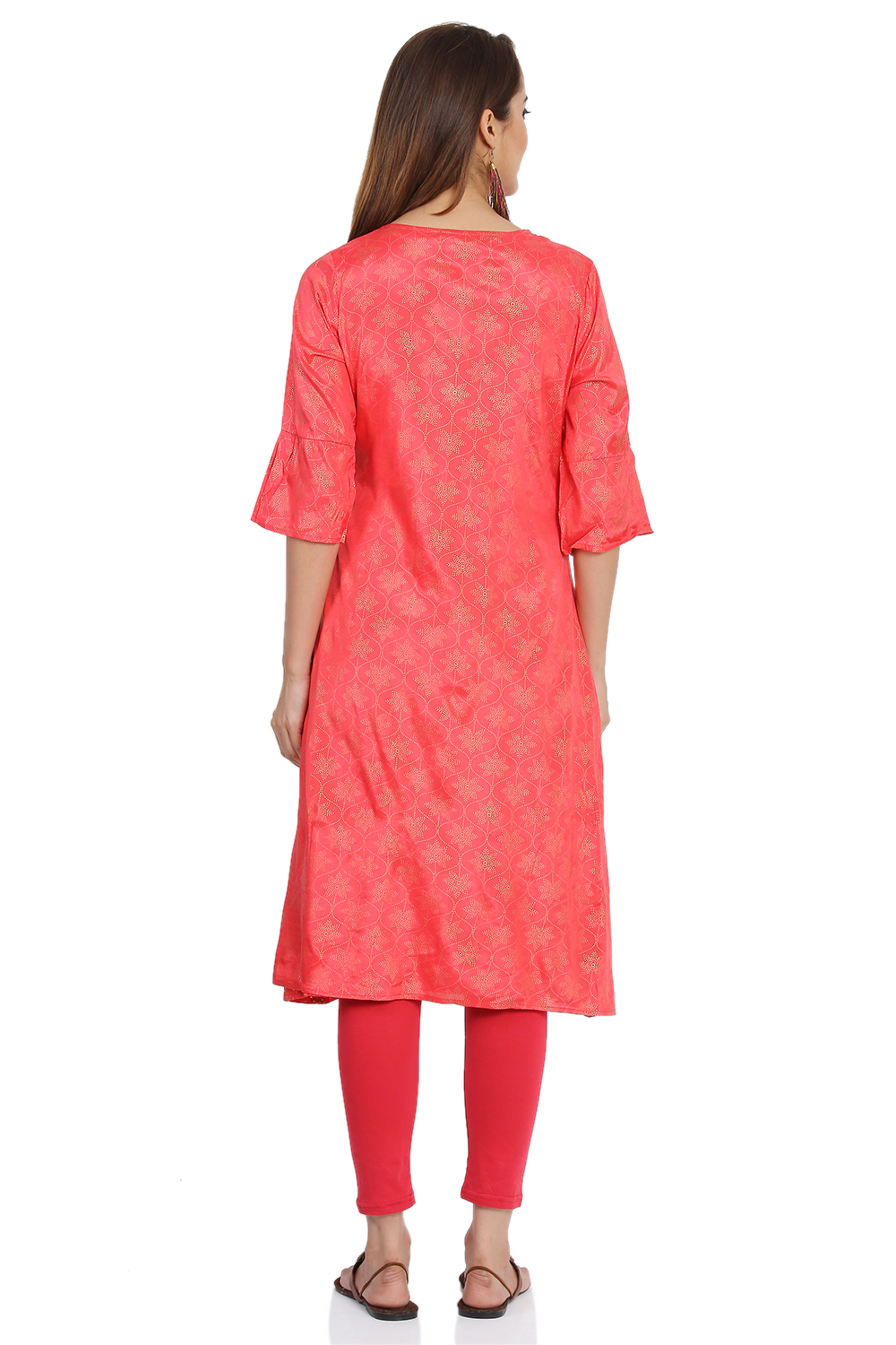Coral Front open Viscose Kurta image number 5