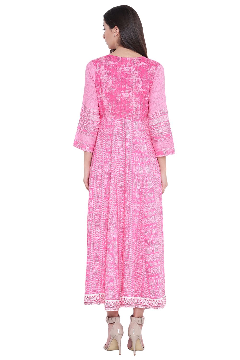 Pink Viscose Asymmetric Kurta image number 4