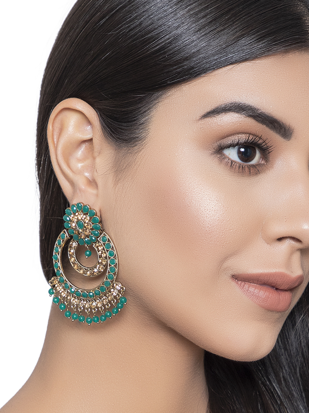 Green Metal Brass Earring image number 1