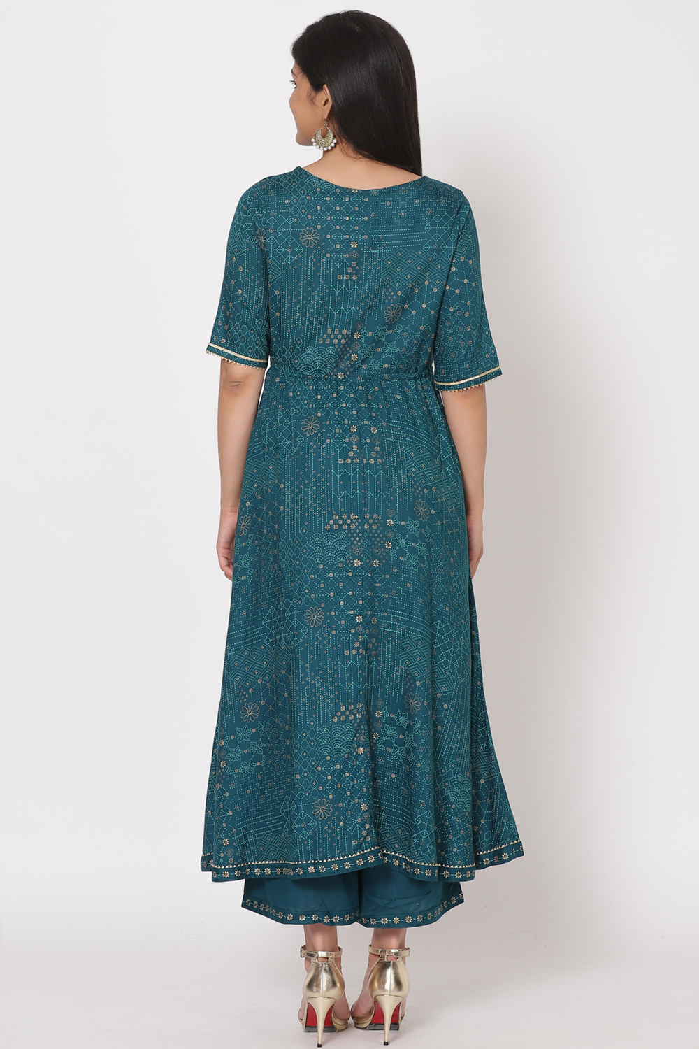 Green Viscose Rayon A Line Kurta image number 6