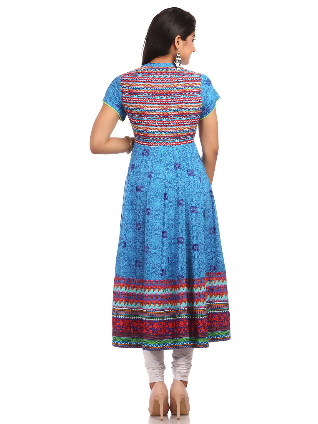 Blue Flared Cotton Kurta image number 1