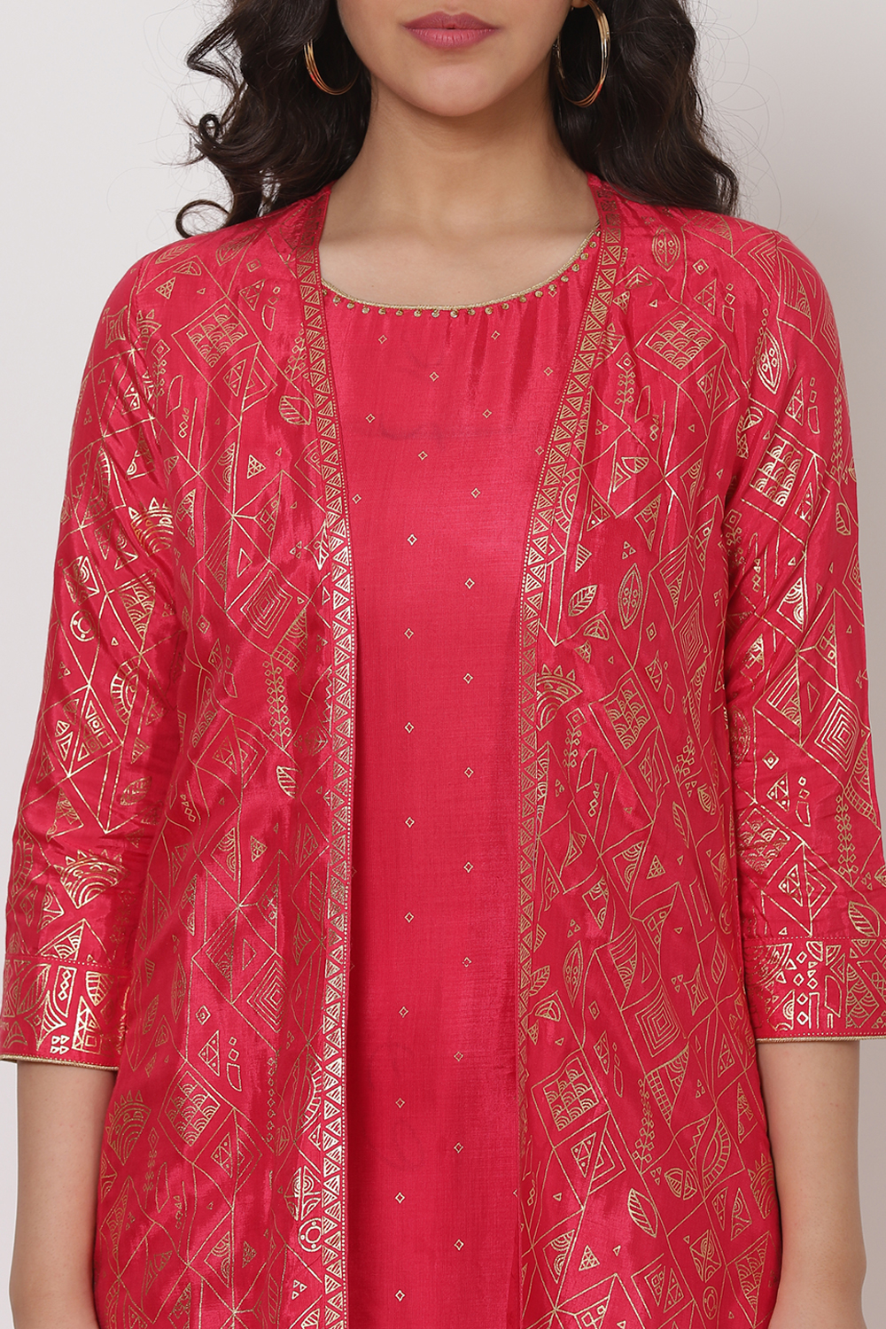 Coral Viscosefront Open Kurta image number 1