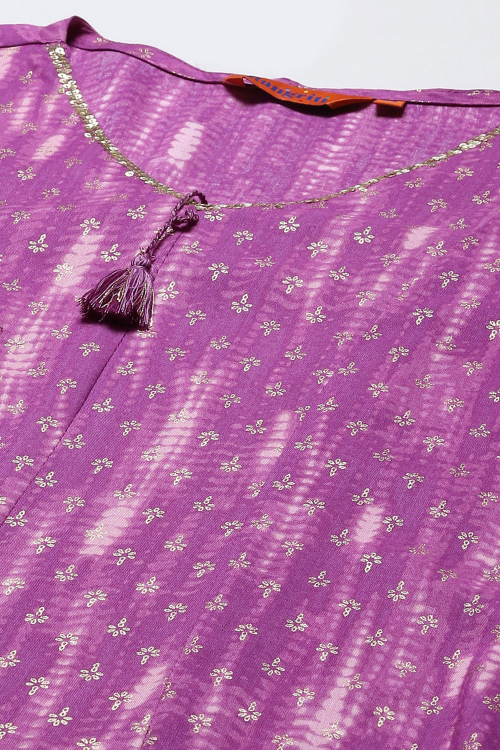 Purple LIVA Straight Printed Kurta image number 1