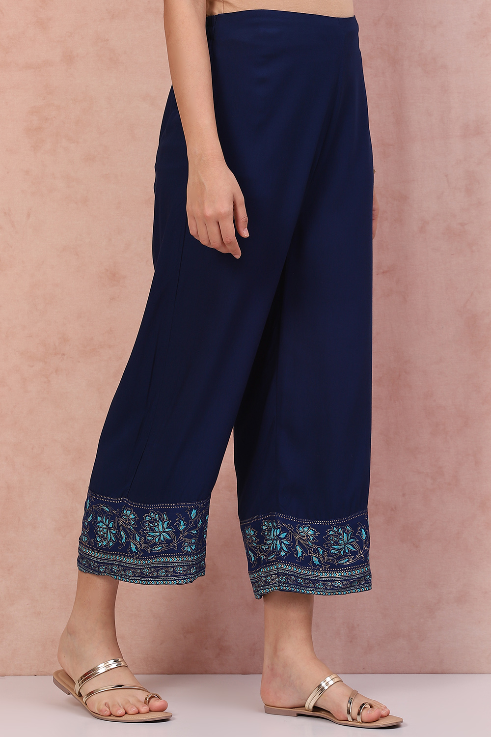 Indigo LIVA Palazzo Pants image number 3