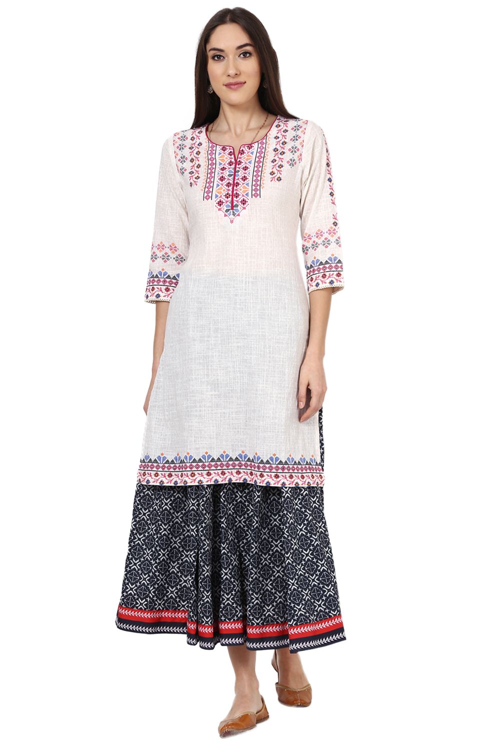 White Straight Cotton Kurta image number 0