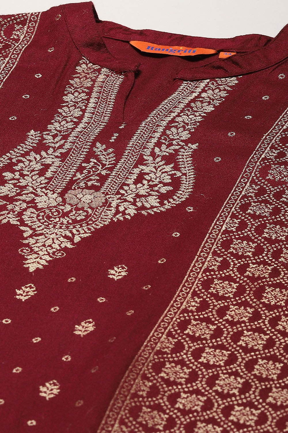 Maroon Poly Viscose Straight Yarndyed Kurta Palazzo Suit Set image number 1