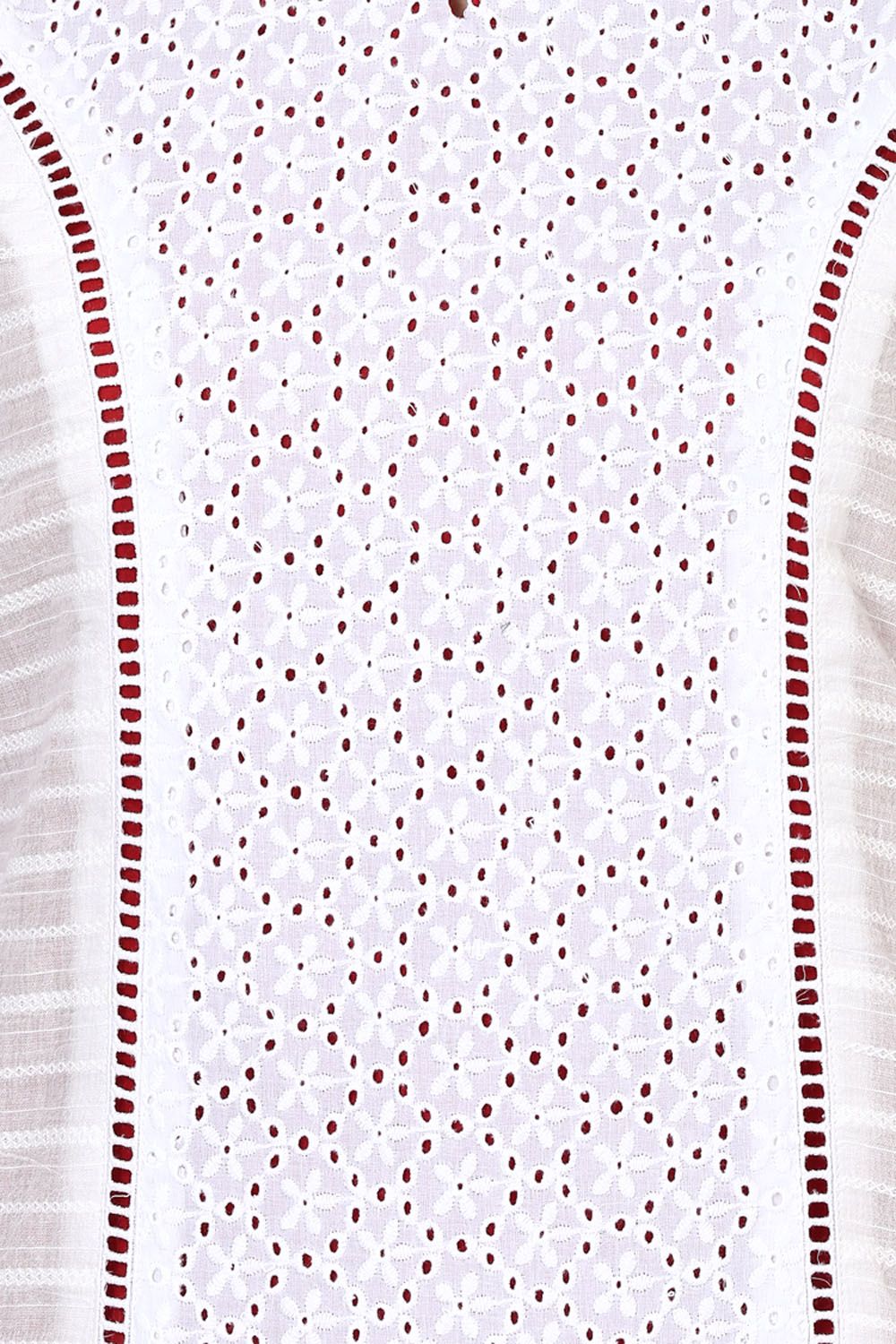 White Straight Dobby Kurta image number 1